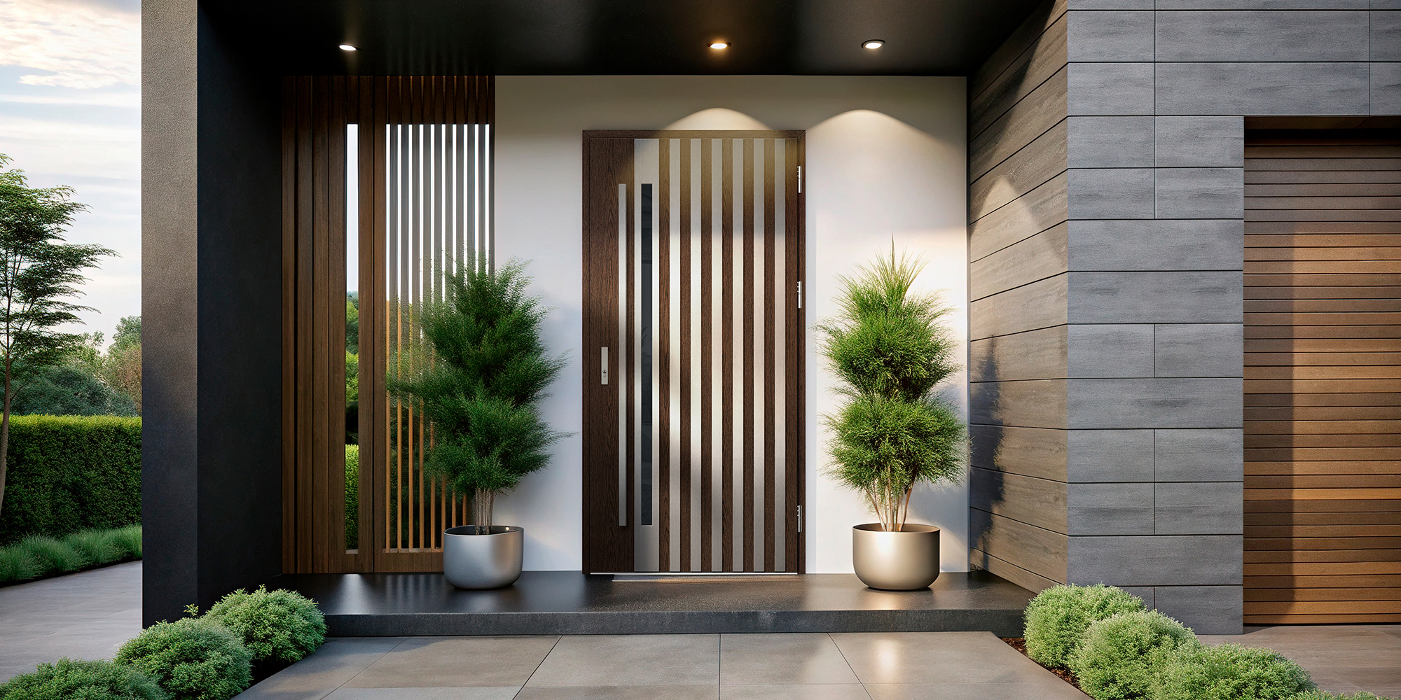 Drzwi zewnętrzne LANGEN 12 label inox dąb bagienny